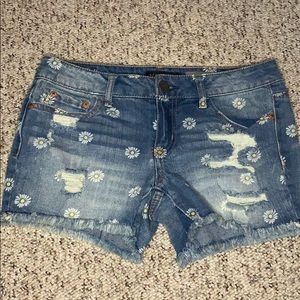 Daisy Print Denim Shorts
